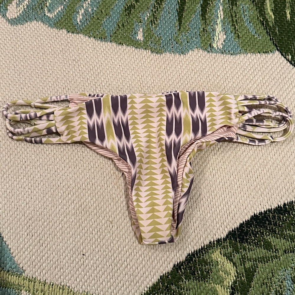 acacia swimwear Green and Gray Tribal Print Bikini Bottom